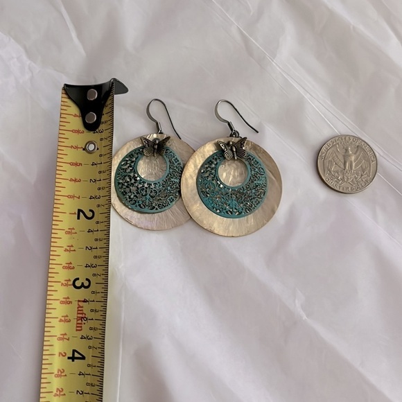 Adorable Lucky Brand Turquoise & Gold Butterfly Disc Earrings! ποΈπ - Picture 6 of 7
